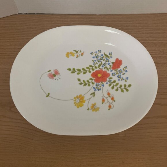Vtg Corelle Corning Ware Wildflower Spring Bouquet Oval Platter 13 X 10.5 inches - Picture 2 of 5